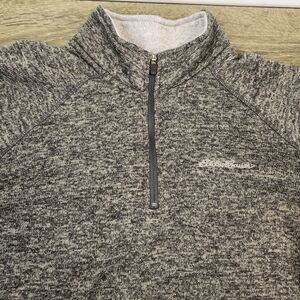 Eddie Bauer Better Sweater 1/4 Zip Mock Neck Pullover Men's Large Gray Fleece